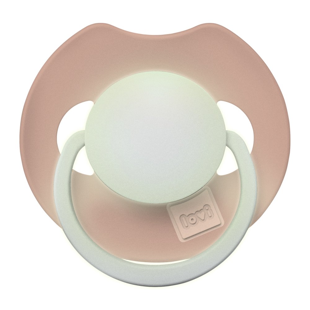 LOVI Cumlík svietiaci silikónový dynamický Prime 0-6m 1ks Blush