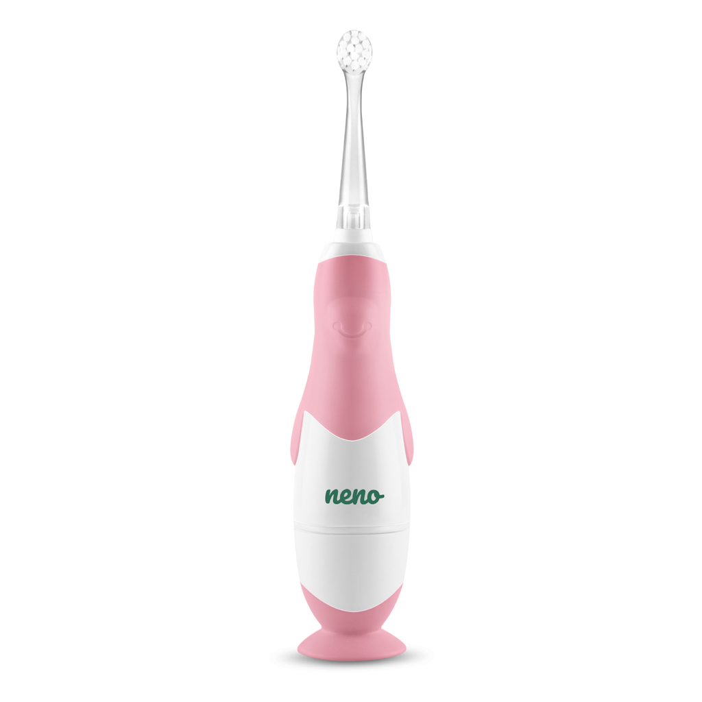 NENO Kefka zubná Denti Pink elektronická pre deti 3–36 m s LED svetlom a 4 nadstavcami, rúžová