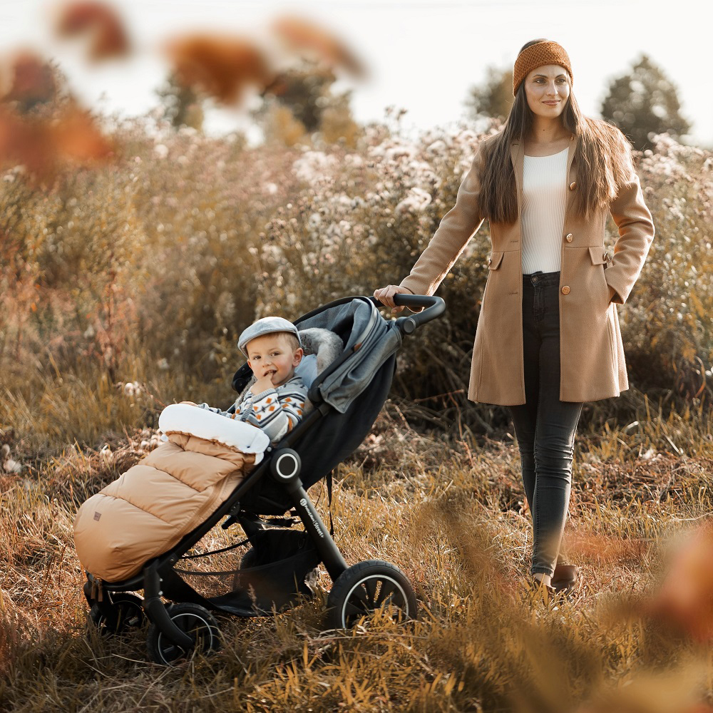 PETITE&amp;MARS Fusak 4v1 Comfy Elegant Caramel + rukávnik Jasie Charcoal Grey