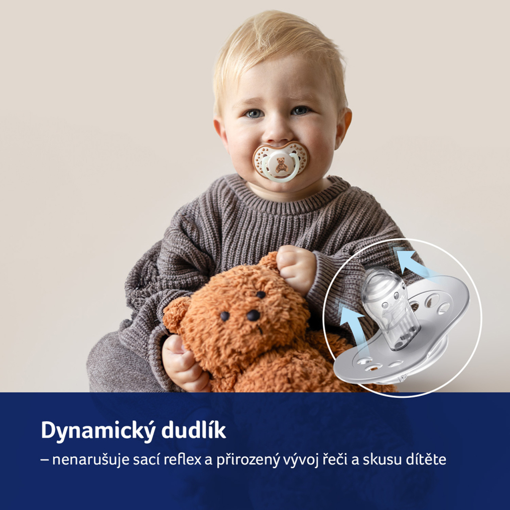 LOVI Cumlík svietiaci silikónový dynamický Teddy love 18m+ 2ks