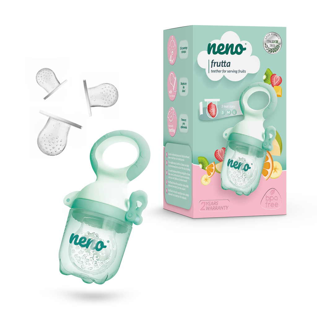 NENO Cumlík na kŕmenie Frutta silikónový na ovocie a zeleninu, 3 veľkosti, 4m+