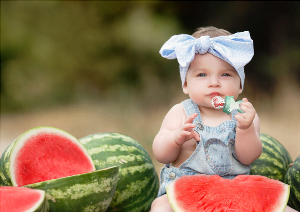 NENO Cumlík na kŕmenie Frutta silikónový na ovocie a zeleninu, 3 veľkosti, 4m+