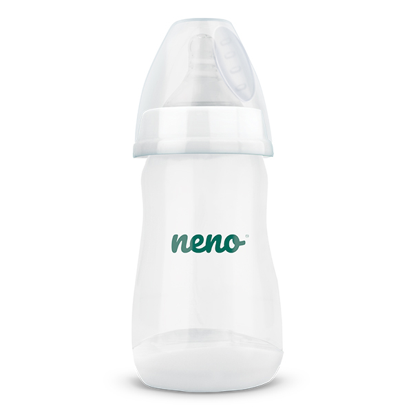 NENO Fľaša na kŕmenie a učenie pitia s rúčkami a sacím systémom antikoliková  240 ml