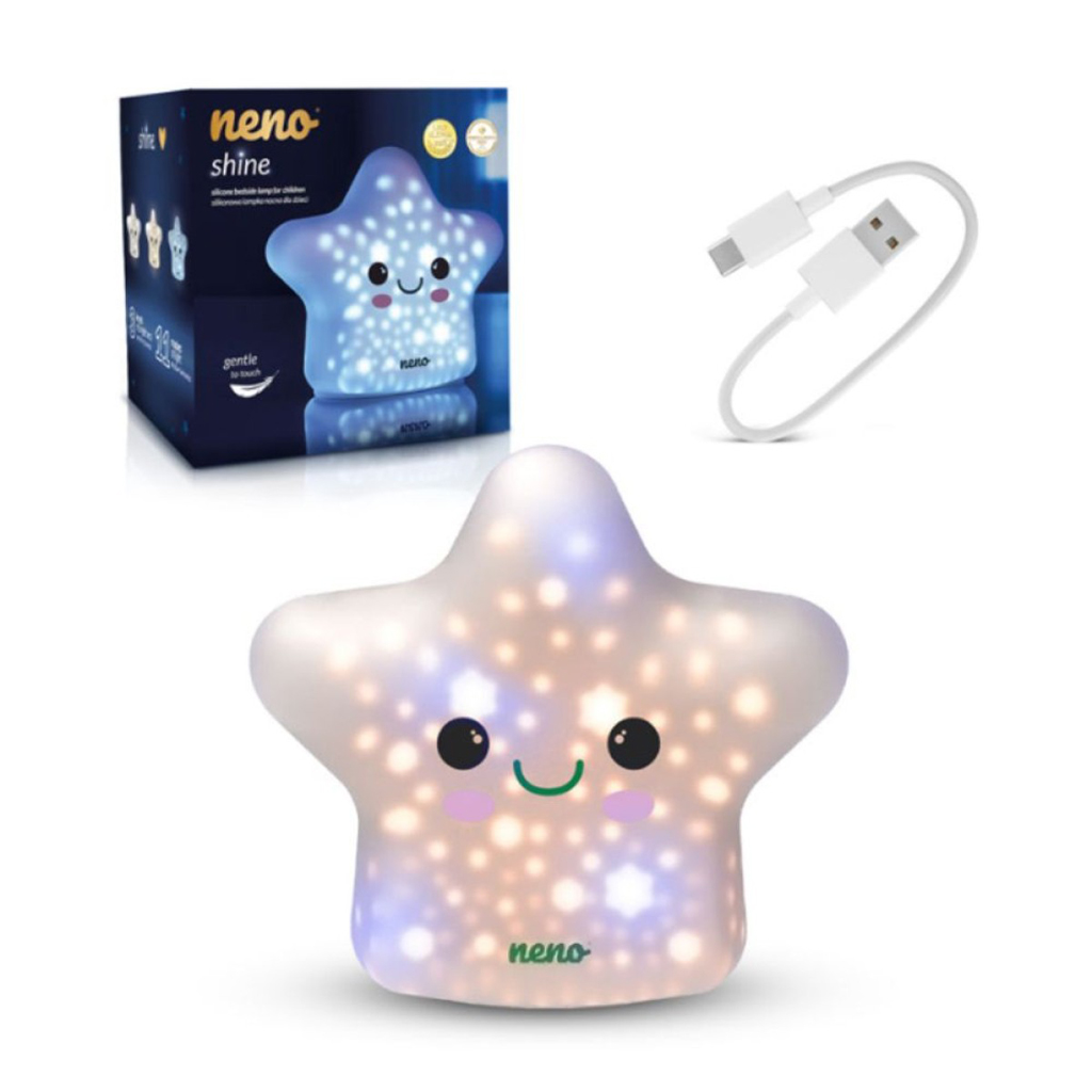 NENO Lampička nočná Shine silikónová detská, 3 úrovne jasu, 11 režimov svietenia, USB-C
