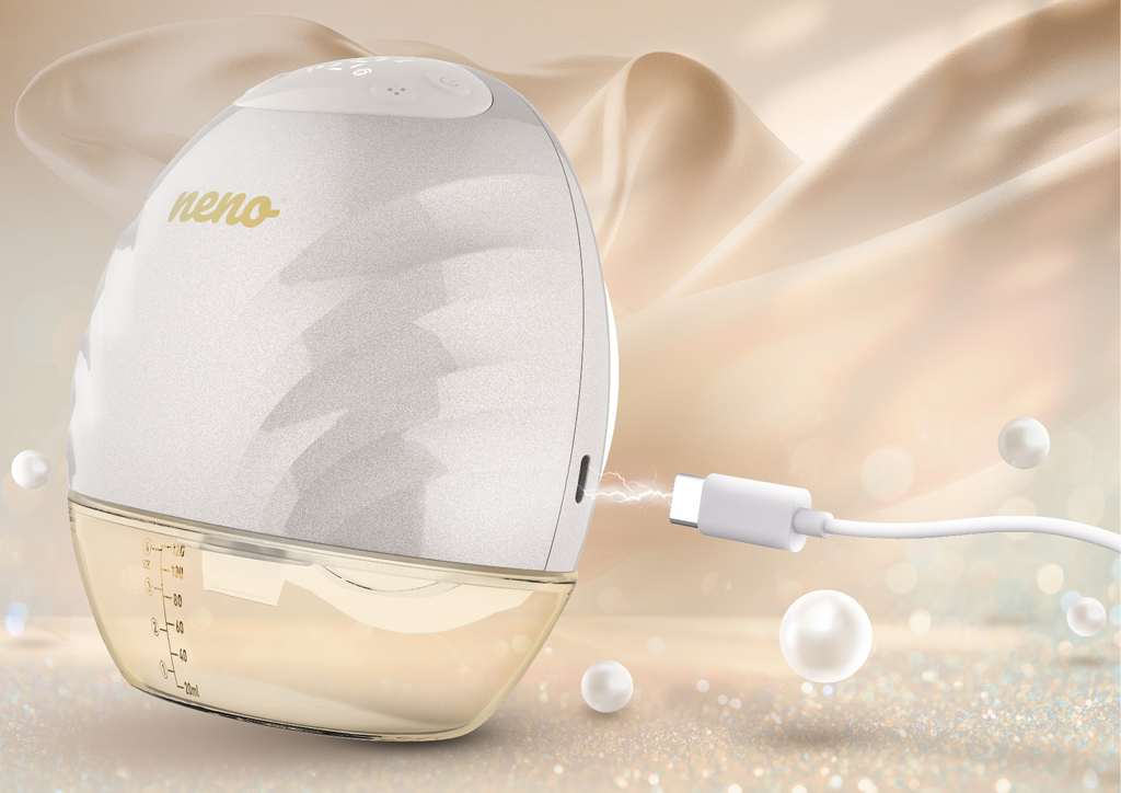 NENO Odsávačka mlieka Perla Duo bezdrôtová hands-free mušľová 3-fázová, 9 úrovní odsávania, USB-C