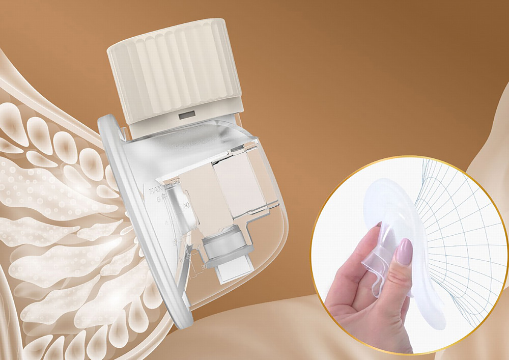 NENO Odsávačka mlieka Vento Duo bezdrôtová hands-free mušľová 3-fázová, USB-C