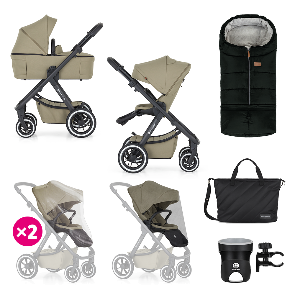 PETITE&amp;MARS Kočík kombinovaný ICON 2v1 Mossy Green XXL AIR