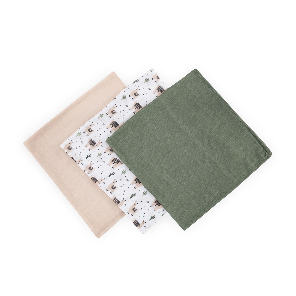 PETITE &amp; MARS Sada plienok bambusová mušelínová 3ks Moussy Llama Vibes 68 x 68 cm