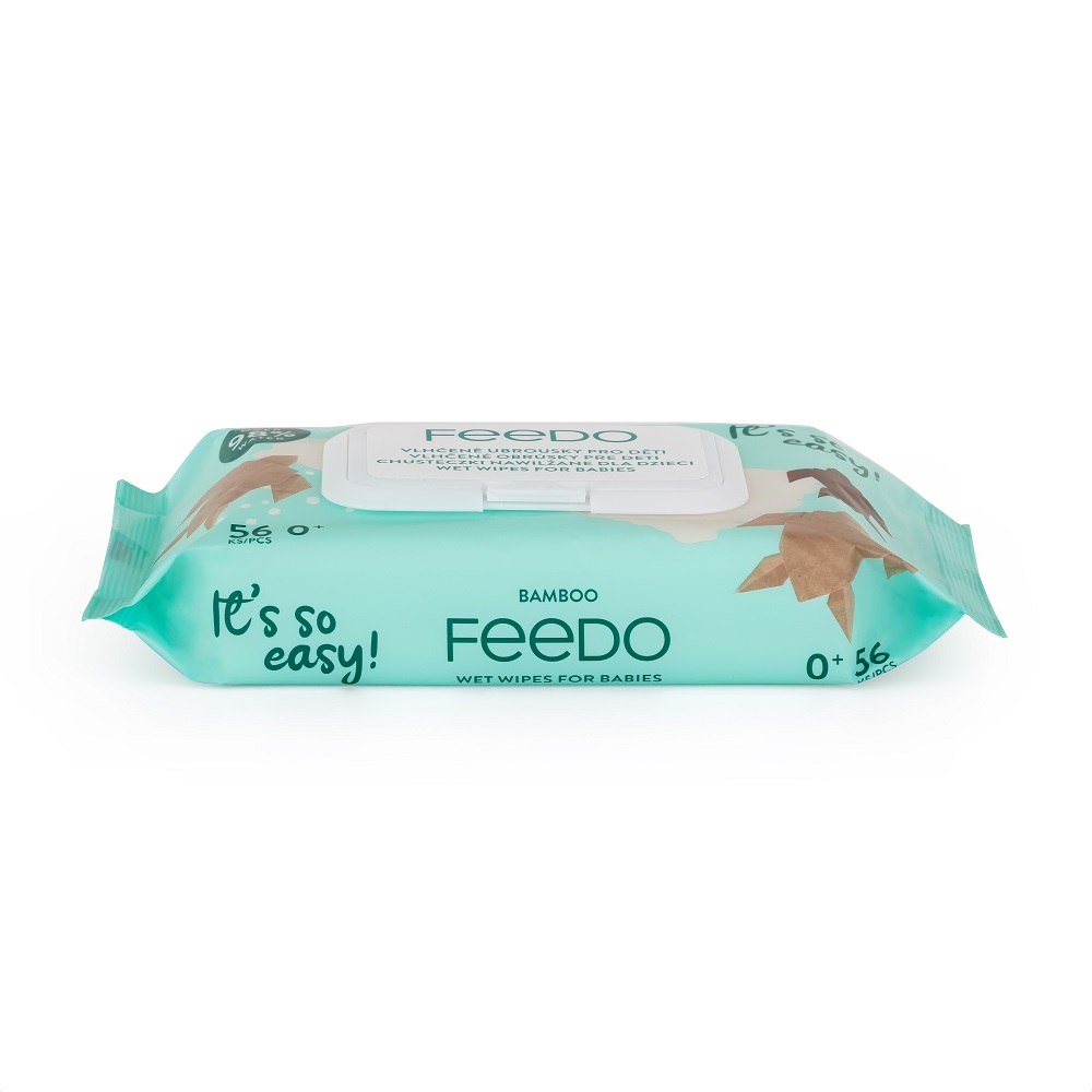 12x FEEDO Obrúsky vlhčené bambusové bioodbúrateľné 56 ks
