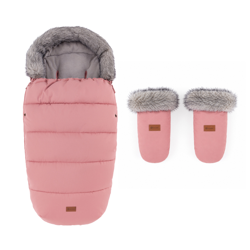 PETITE&amp;MARS Set zimný fusak Comfy 4v1 + rukavice na kočík Fjora Old Rose
