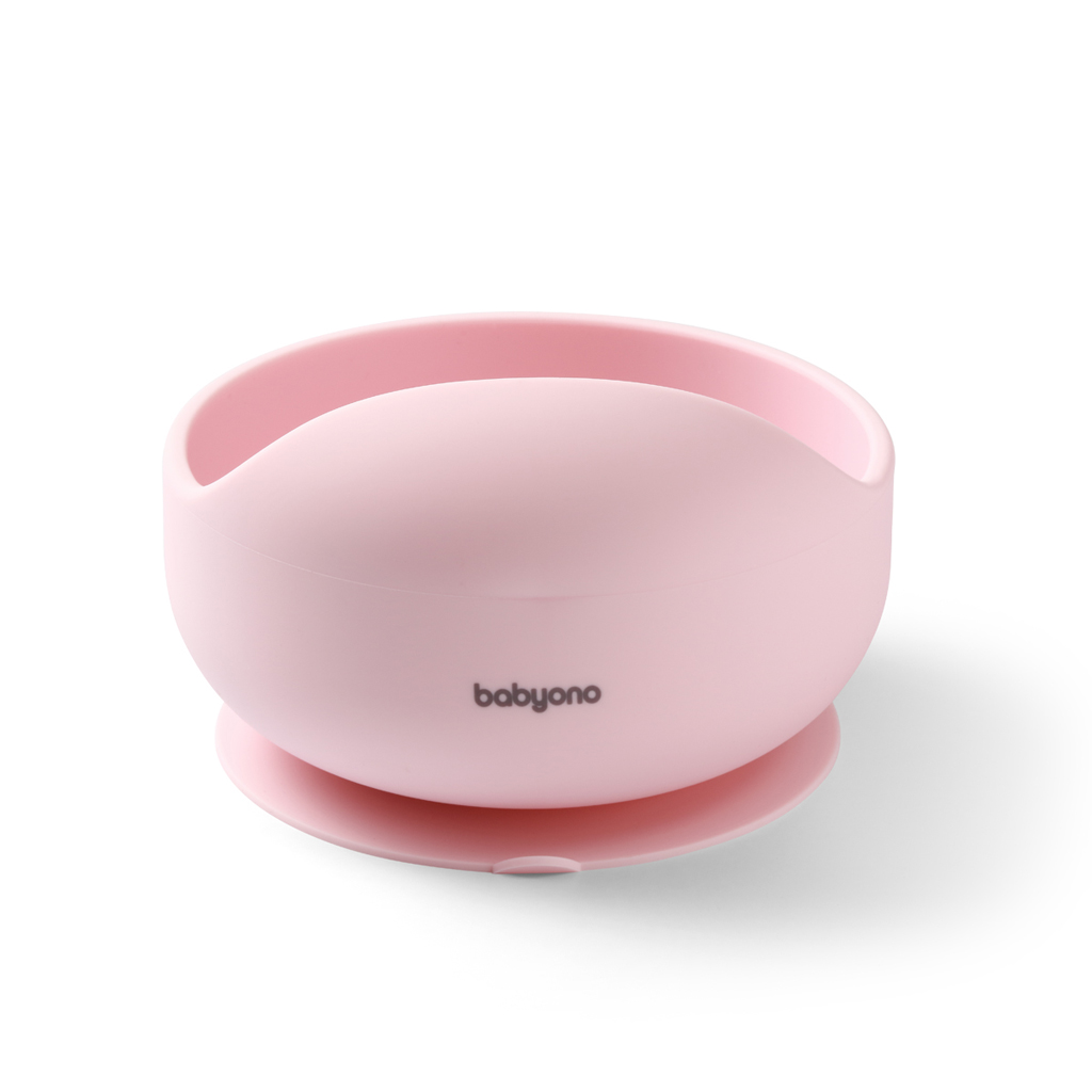 BABYONO Miska silikónová s prísavkou - pink 6m+