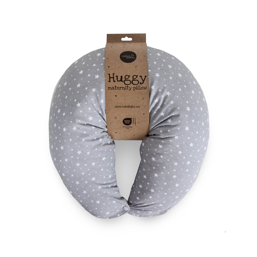 CEBA BABY Vankúš na dojčenie HUGGY (150x60x37) Basic Grey Stars