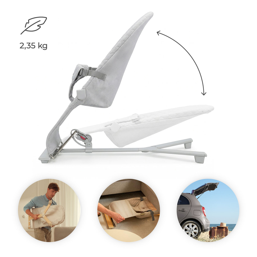 KINDERKRAFT Lehátko pohupujúce Mimi Light grey, do 9 kg