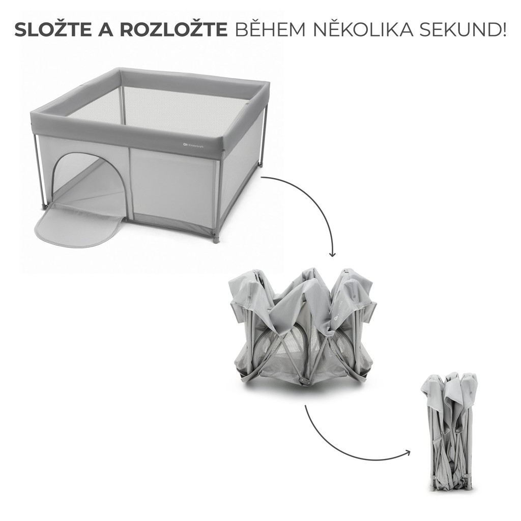 KINDERKRAFT Ohrádka pre deti skladacia Ziki Light Grey