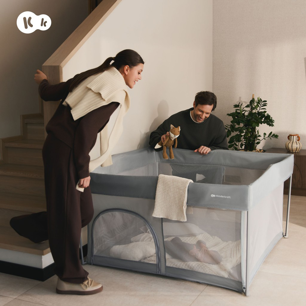 KINDERKRAFT Ohrádka pre deti skladacia Ziki Light Grey