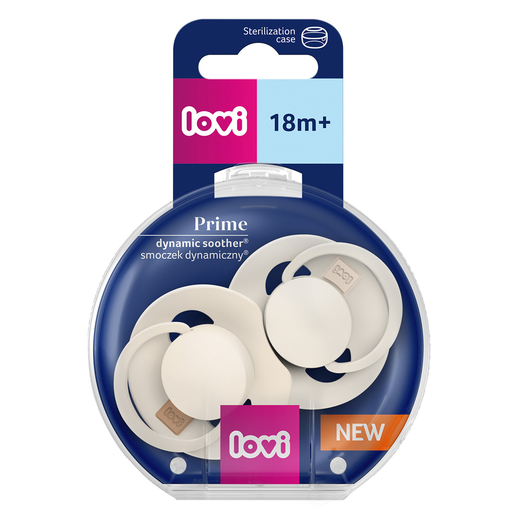 LOVI Cumlík silikónový dynamický Prime 18m+ 2ks Coconut/Ivory