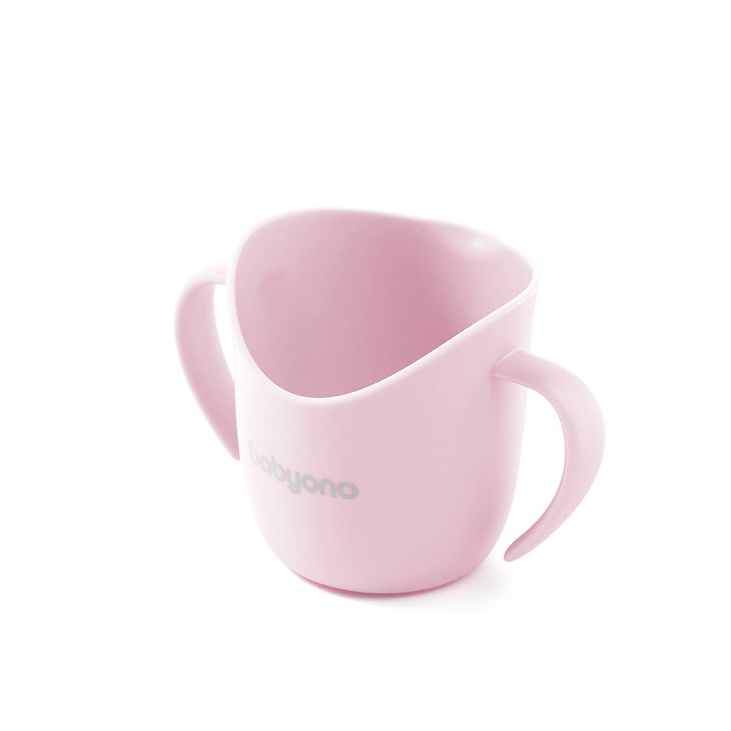 BABYONO Hrnček ergonomický s uškami 120 ml ružový 6m+