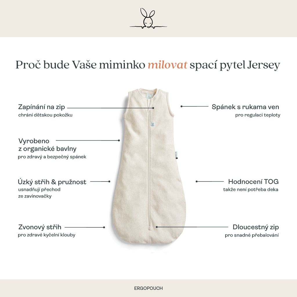 ERGOPOUCH Vak na spanie organická bavlna Jersey Lullaby 8-24m, 8-14kg, 0,2tog