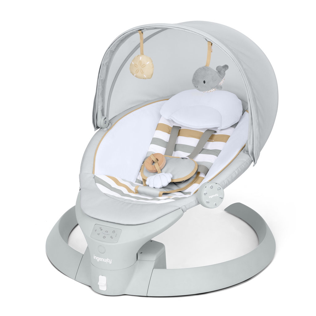 INGENUITY Lehátko s hojdaním a vibráciou Bounce &amp; Sway – Pebble Shore™, 0m+