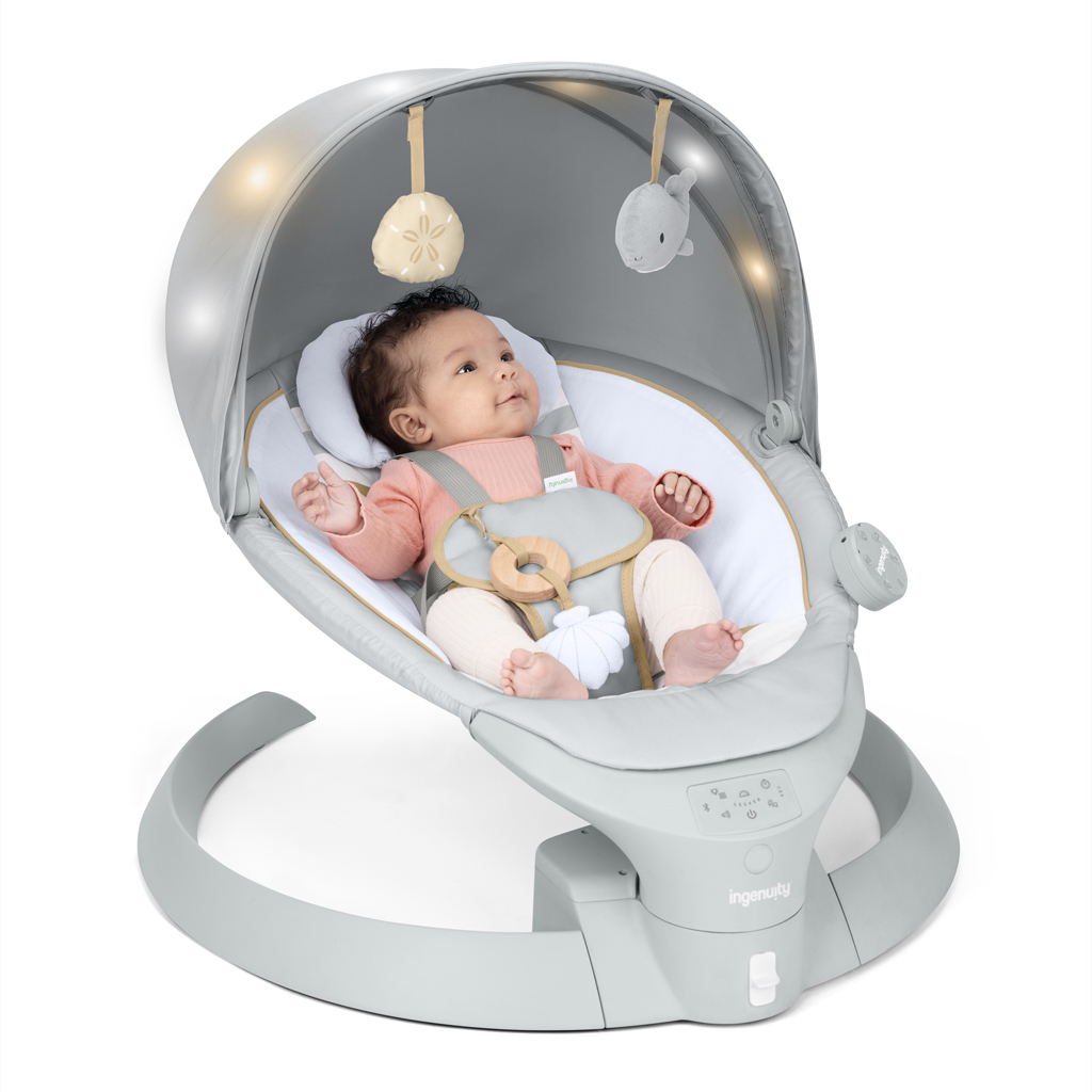 INGENUITY Lehátko s hojdaním a vibráciou Bounce &amp; Sway – Pebble Shore™, 0m+