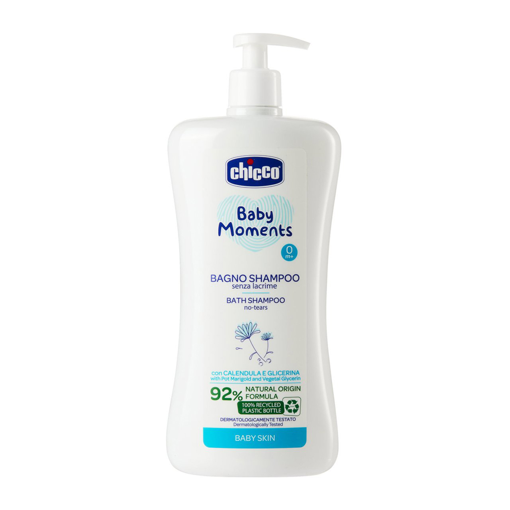 CHICCO Sprchový gél 2v1 na vlasy a telo s dávkovačom Baby Moments 750 ml, 0m+