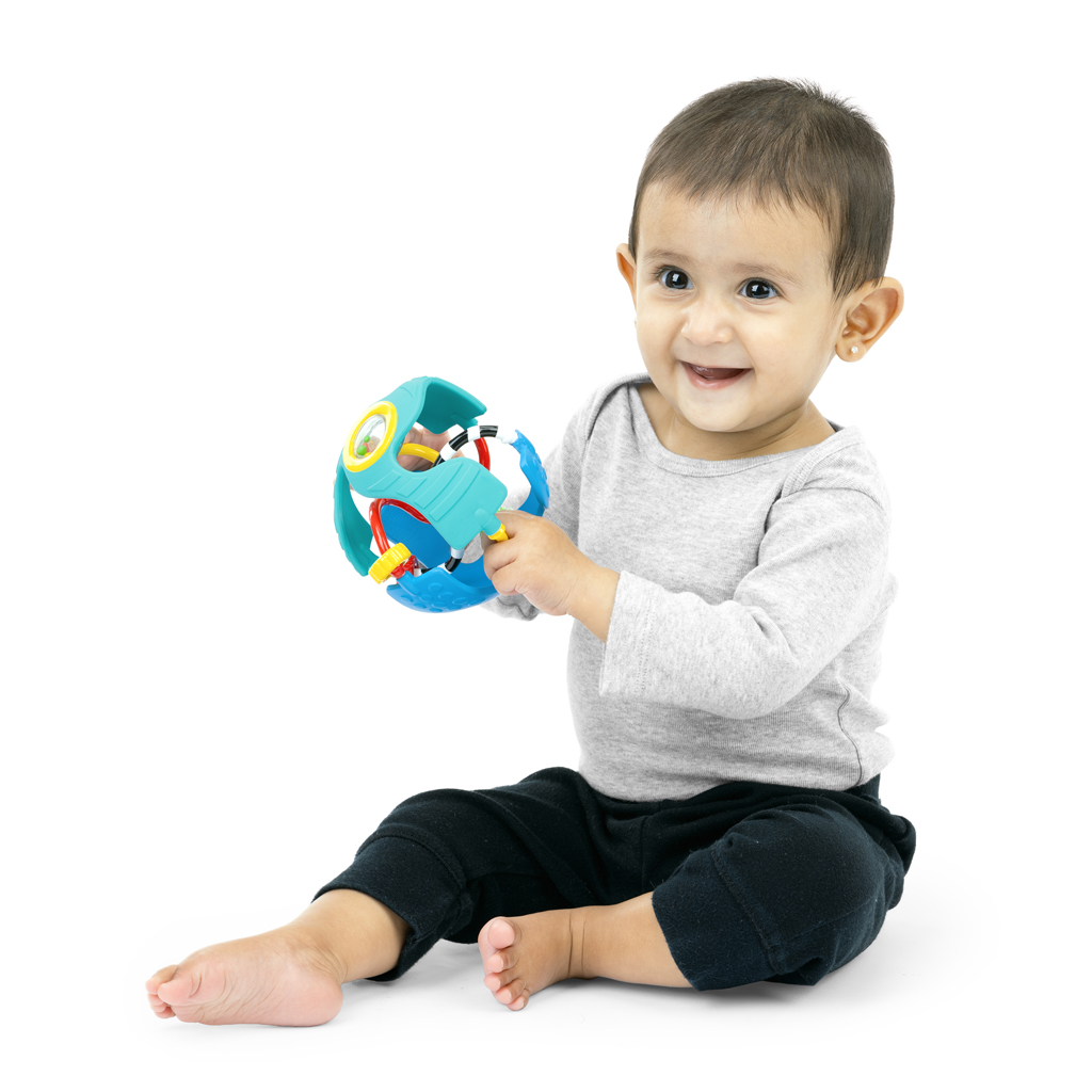 BABY EINSTEIN Hračka senzorická lopta s hryzačkou Rattle &amp; Sense™ 3m+