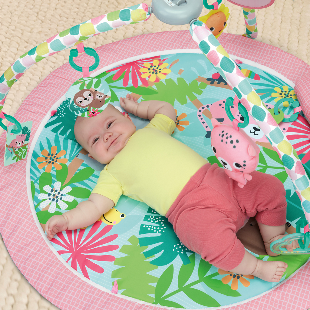 BRIGHT STARTS Deka na hranie pre rozvoj motoriky a zmyslov POP 'N Wiggle Rosy Rainforest™, 0m+
