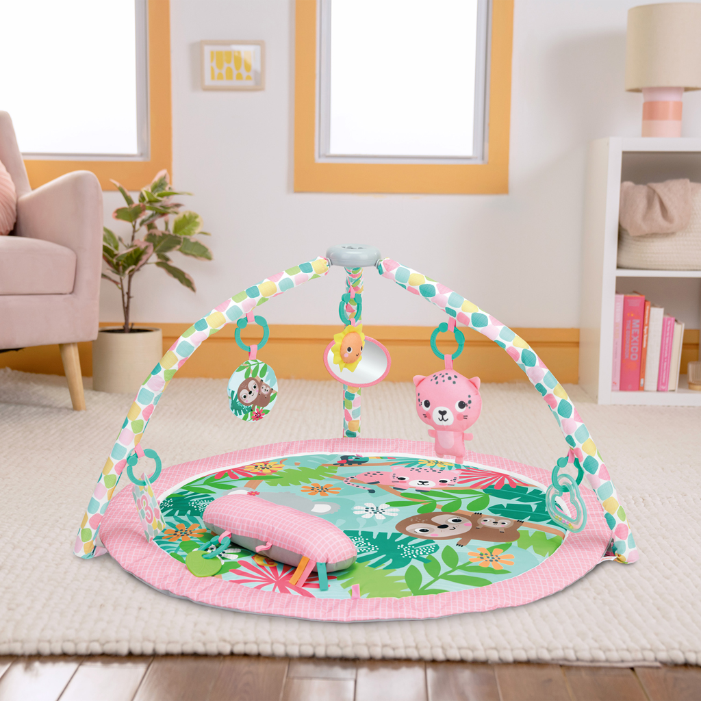 BRIGHT STARTS Deka na hranie pre rozvoj motoriky a zmyslov POP 'N Wiggle Rosy Rainforest™, 0m+