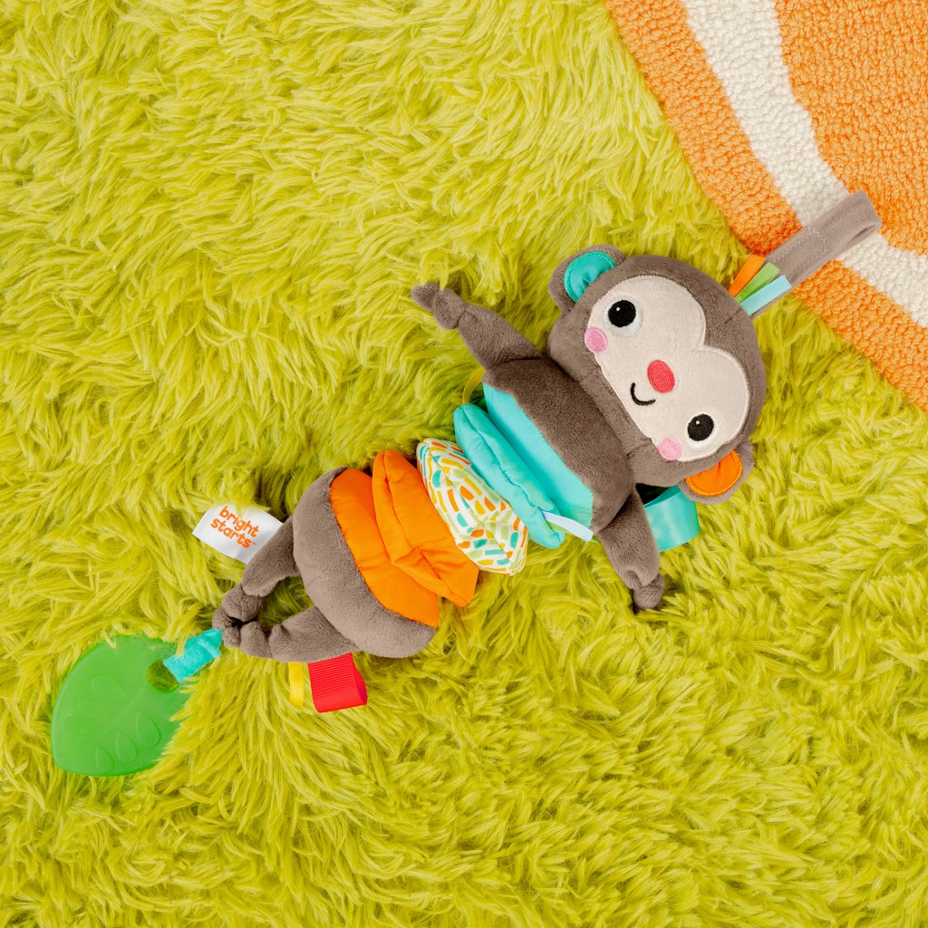 BRIGHT STARTS Hračka s melódiou na C krúžku Pull, Play &amp; Boogie™ opica 0m+