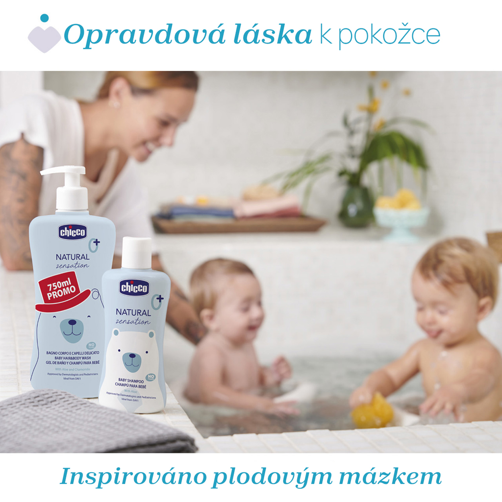 CHICCO Sprchový gél 2v1 na telo a vlasy s aloe a kamilkou Natural Sensation 750 ml, 0 m+