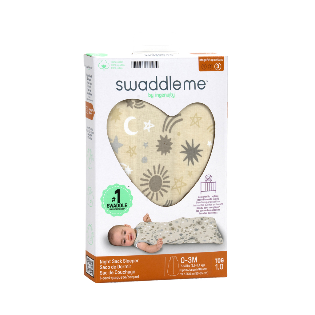 INGENUITY Vak spací bavlnený 1 TOG SwaddleMe™ Celestial Dance 0m+