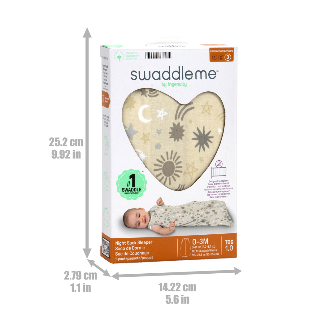 INGENUITY Vak spací bavlnený 1 TOG SwaddleMe™ Celestial Dance 0m+