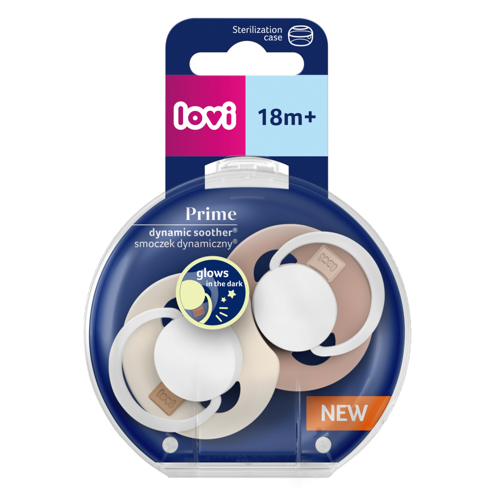 LOVI Cumlík svietiaci silikónový dynamický Prime 18m+ 2ks Ivory/Blush