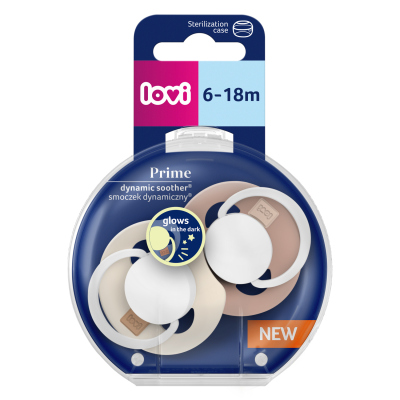 LOVI Cumlík svietiaci silikónový dynamický Prime 6-18m 2ks Ivory/Blush