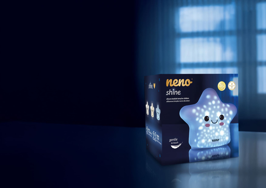 NENO Lampička nočná Shine silikónová detská, 3 úrovne jasu, 11 režimov svietenia, USB-C