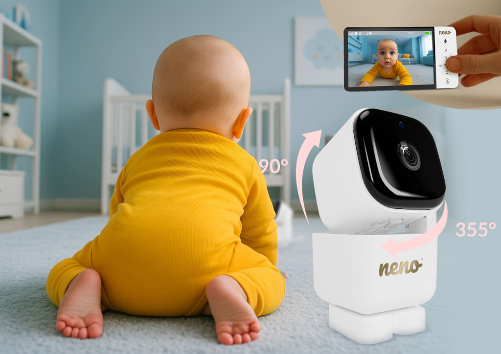 NENO Video pestúnka Ciao, bezdrôtový 5" monitor, otočná kamera, batéria 5000 mAh a VOX režim