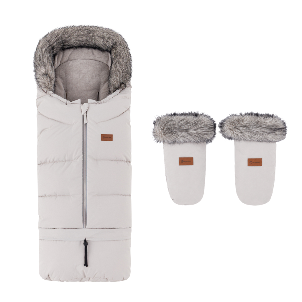 PETITE&amp;MARS Set zimný fusak Arctic 4v1 + rukavice na kočík Fjora Champagne Shower