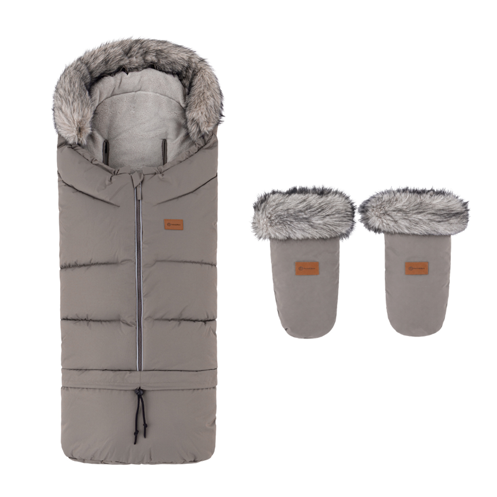 PETITE&amp;MARS Set zimný fusak Arctic 4v1 + rukavice na kočík Fjora Mocha Mousse