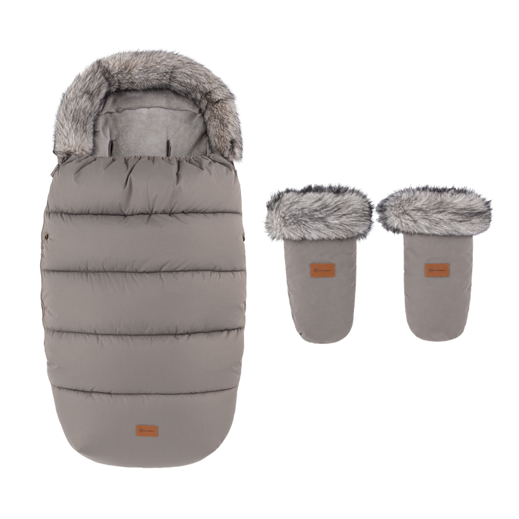 PETITE&amp;MARS Set zimný fusak Comfy 4v1 + rukavice na kočík Fjora Mocha Mousse