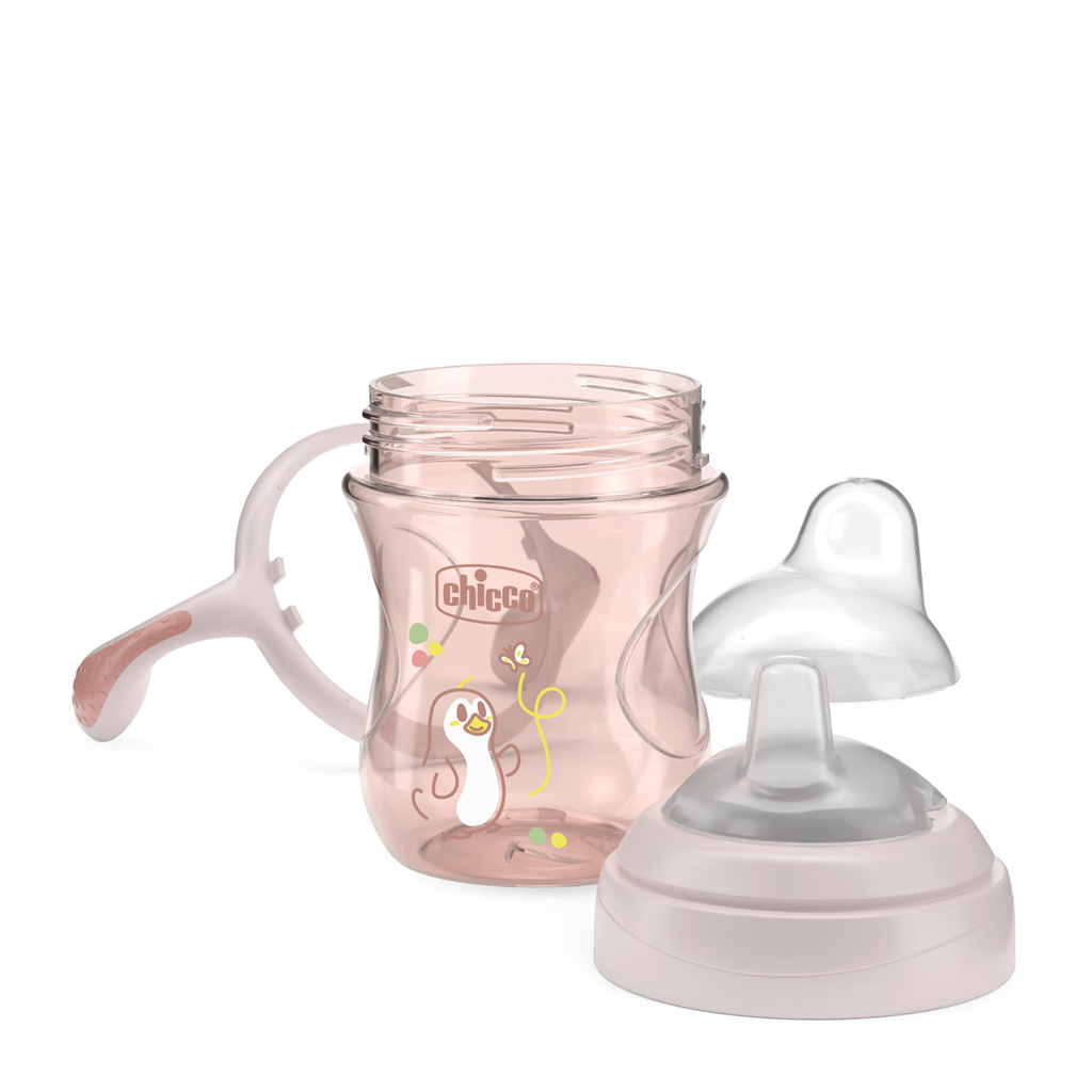 CHICCO Hrnček Transition učiaci s držadlami pink, 4m+