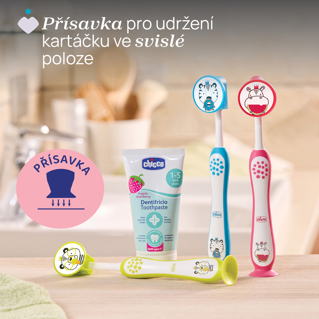 CHICCO Kefka zubná pre deti Hippo 3-6r