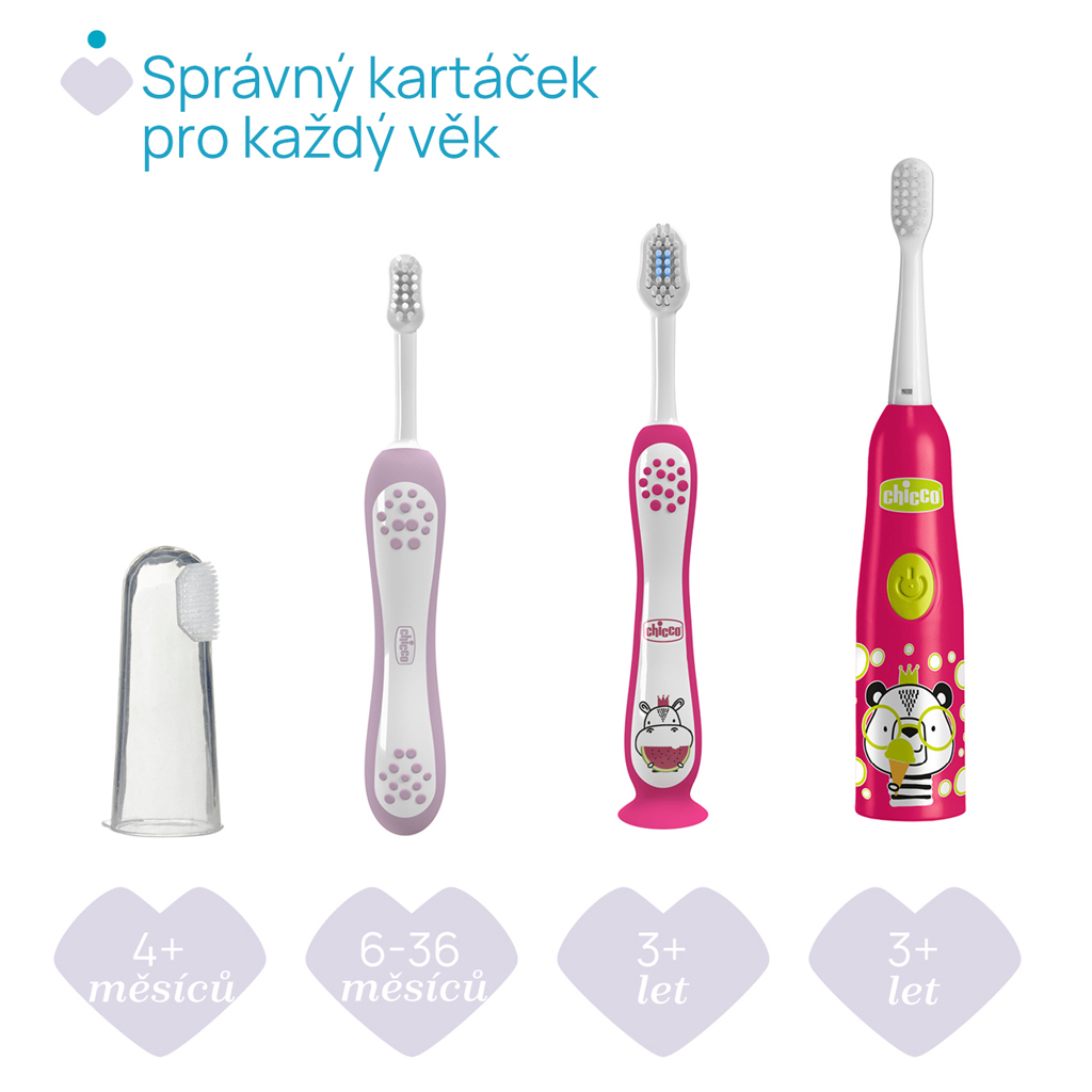 CHICCO Kefka zubná pre deti Hippo 3-6r