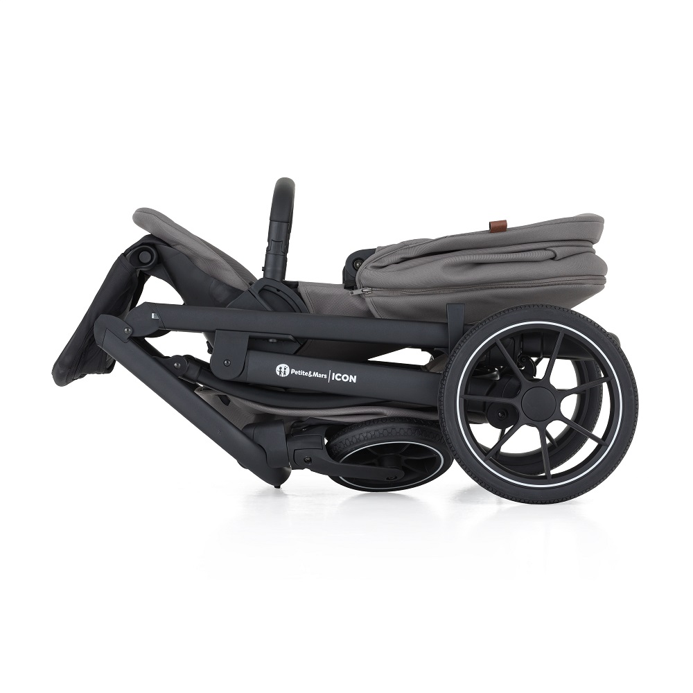 PETITE&amp;MARS Kočík kombinovaný ICON 2v1 Dove Grey XXL RWS + Core Pro i-Size Black Grey + Báza