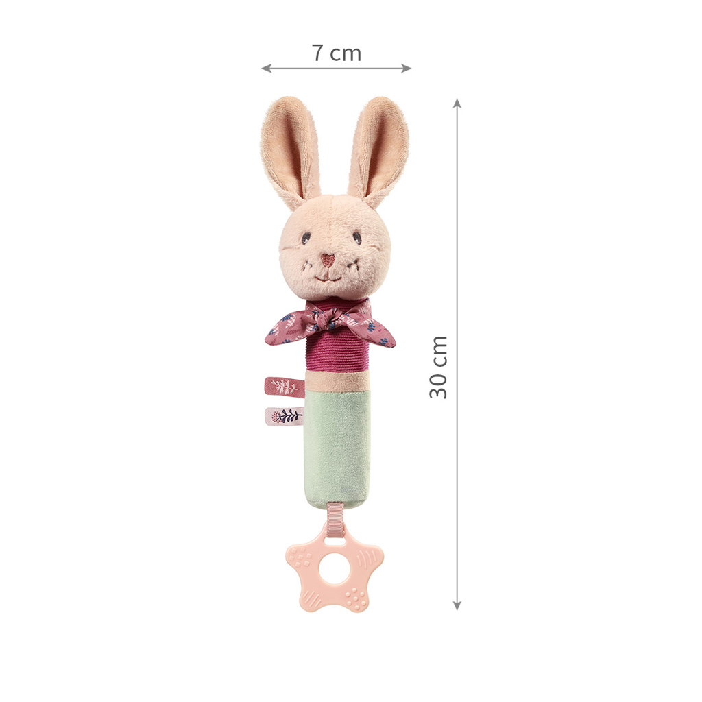 BABYONO Hračka pískacia s hryzačkou Rabbit Karo 3m+
