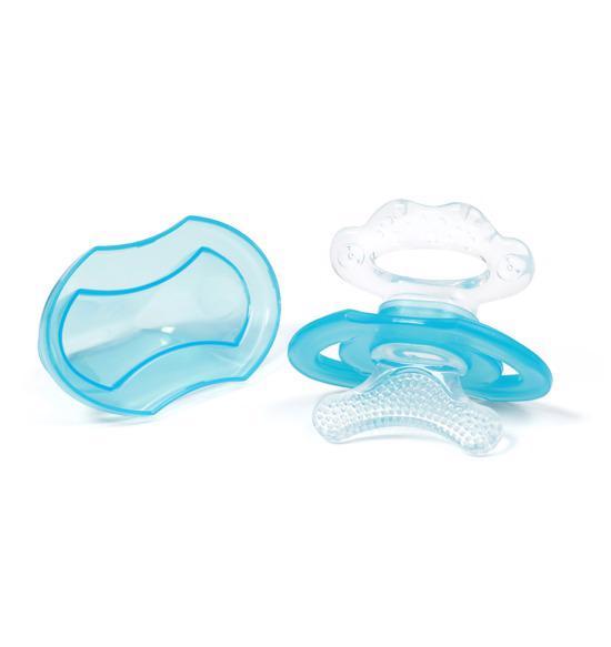 BABYONO Hryzačka silikónová bez BPA v tvare cumlíka s krytom modrá, 3m+