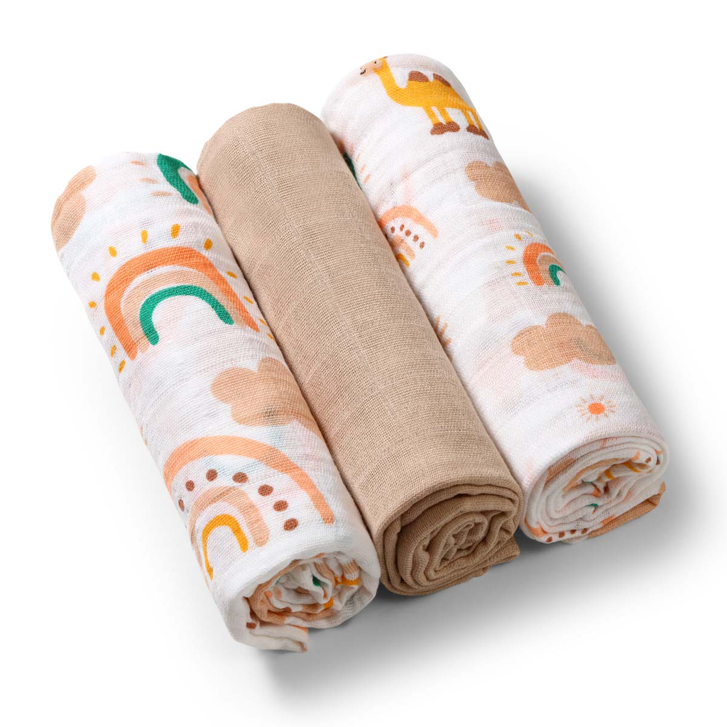 BABYONO Plienky mušelínové Super Soft Beige 3ks, 70x70cm