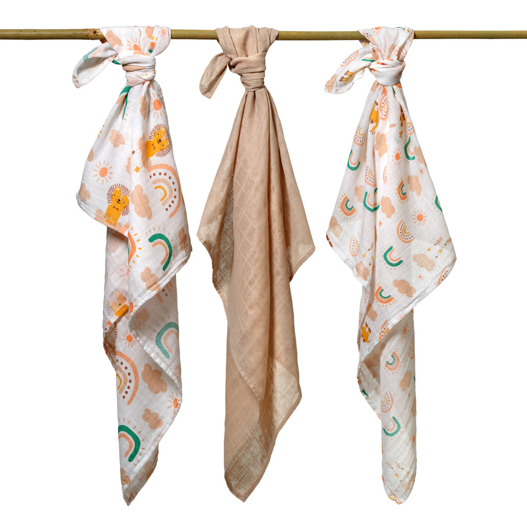 BABYONO Plienky mušelínové Super Soft Beige 3ks, 70x70cm