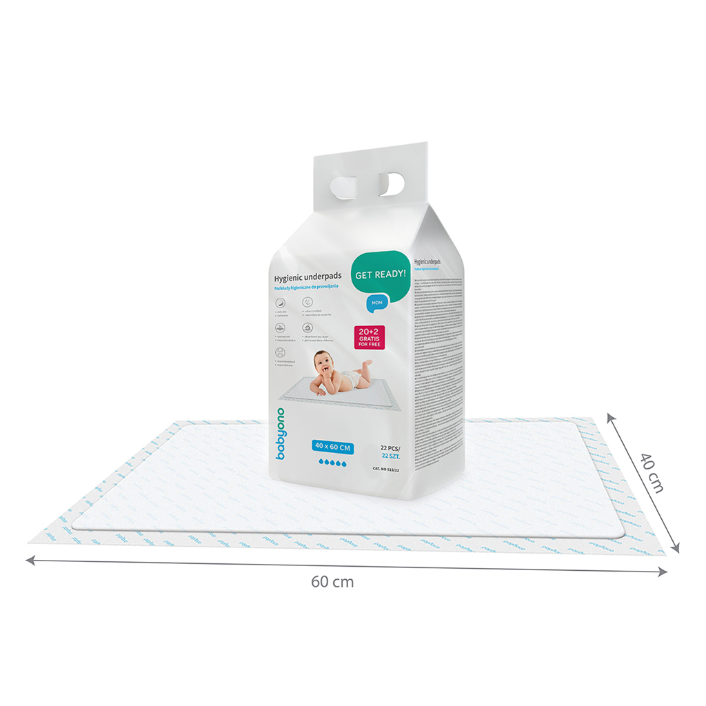 BABYONO Podložky prebaľovacie pod dieťa 40 x 60cm, 20ks + 2ks zadarmo