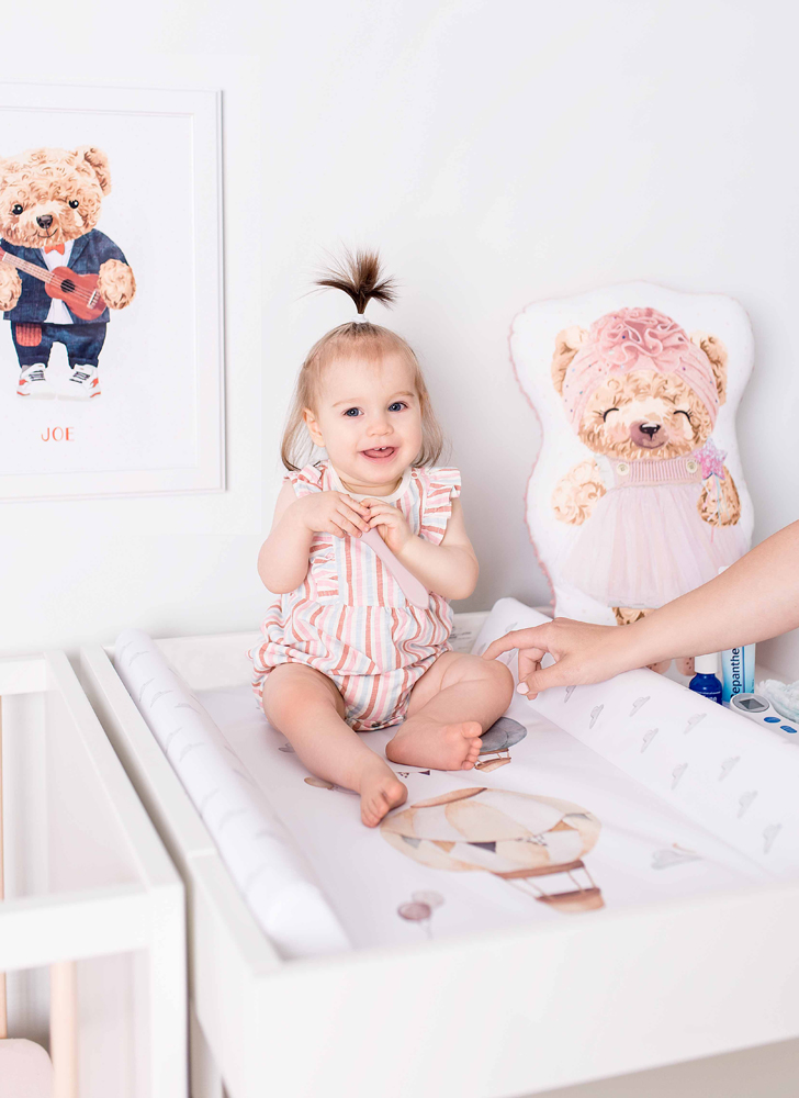 CEBA BABY Podložka prebaľovacia 2-hranná s pevnou doskou (50x70) Basic Balloons