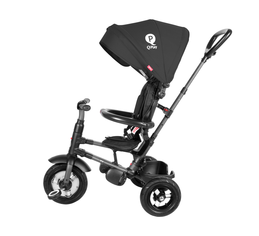 QPLAY Trojkolka Rito air gel (Rubber) Black, vek 10-72 mesiacov